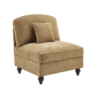 Armless Sofa Chenille W/1 Pillow -Light Coffee