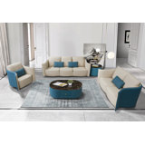3 Pieces Makassar Sofa Set Lite Grey & Taupe Italian Leather