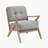 Edengrace 27.5" Mid-Century Modern Accent Chair with Textured Fabric Upholstery, Wire Brushed Antique Natural Finish, Foam over Pocket Coils-1751921400