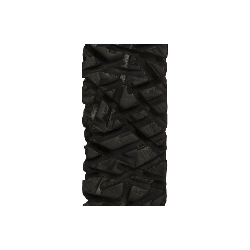 Charred Black Wood Sculpture Trio on Minimalist Metal Bases