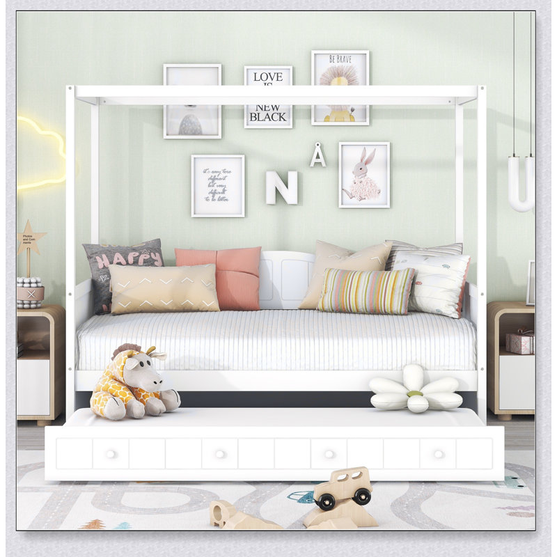 Canopy Day Bed With Trundle, White