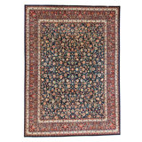 Hand Knotted Wool Area Rug in Navy And Wine