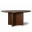 60 Inch White Oak Veneer Round Pedestal Dining Table-127141786