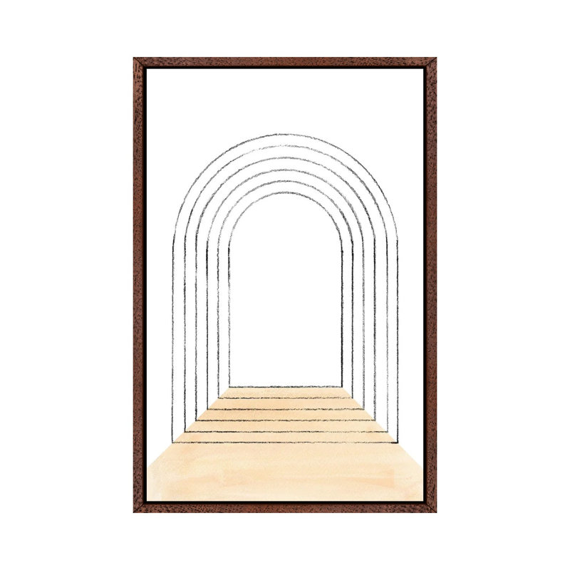 Mid Century Arch 1 Piece Painting on Canvas, 66.04cm H x 45.72cm W x 3.81cm D, Classic Brown Wood Framed