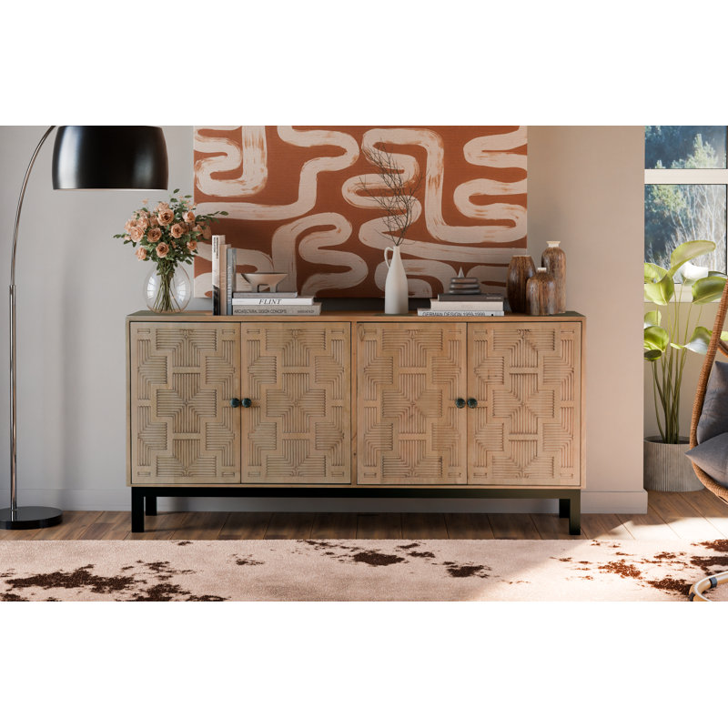 4-door Carved Solid Wood Sideboard