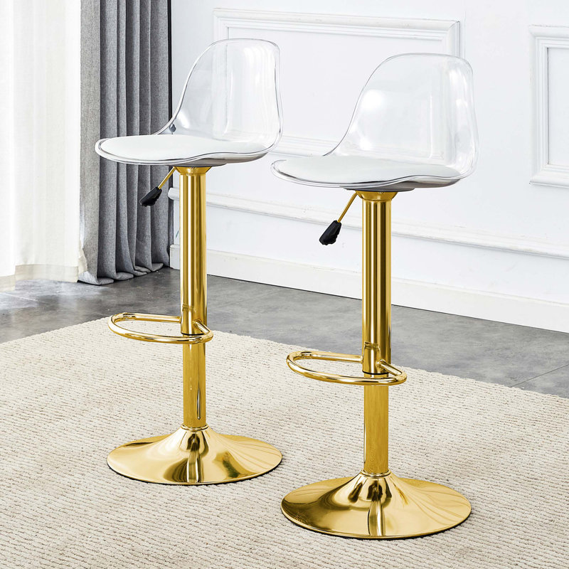 Chaises de bar et tabourets de bar modernes et minimalistes, pivotant à 360 ° et réglables, dossier en PET et sièges en polyuréthane, ensemble de 2, convient aux bars, restaurants et caissiers de la réception