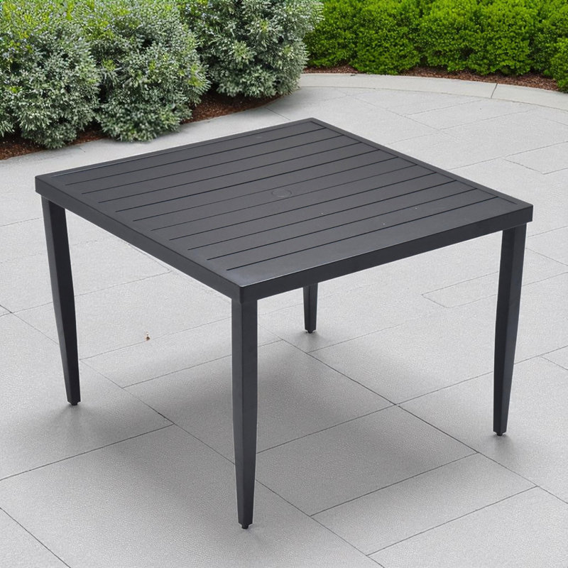 40"X40" High-End Luxury Aluminum Outdoor Patio Square Dining Table With Tapered Feet & Umbrella Hole