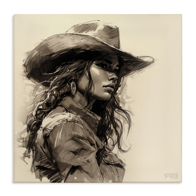 Art mural sur toile Stoic Cowgirl, H 17 po x l 17 po