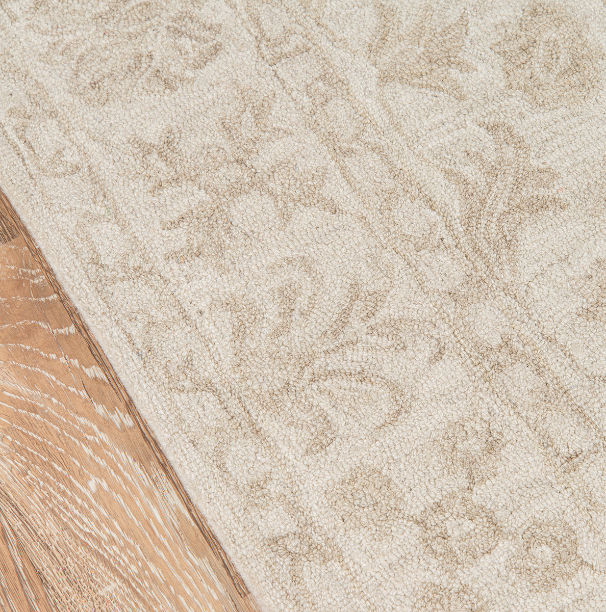 Cece Hand Tufted Wool Beige Rug, Rectangle 7'6" x 9'6"