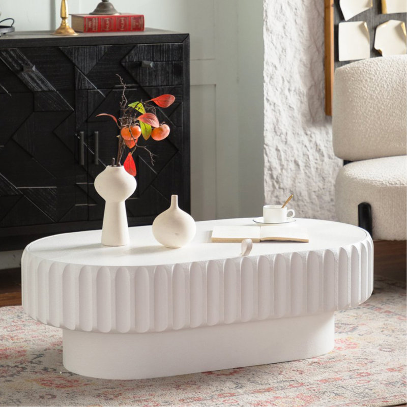 Table de rangement cannelée avec couvercle amovible, texture élégante, parfaite pour la vie moderne