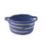Tex Baskets With Integrated Handles Set Of 3, Blue, White Cotton 10,9,8 Inch