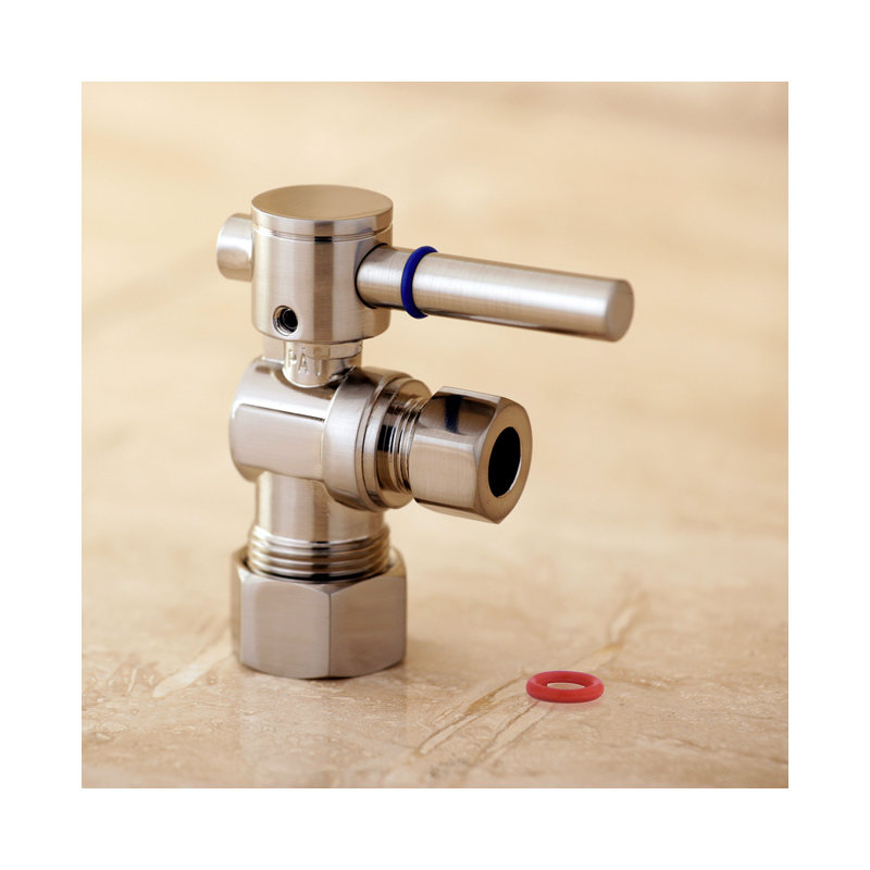 Kingston Brass Concord 5/8-Inch OD Comp x 3/8-Inch OD Comp Quarter-Turn Angle Stop Valve, Brushed Nickel