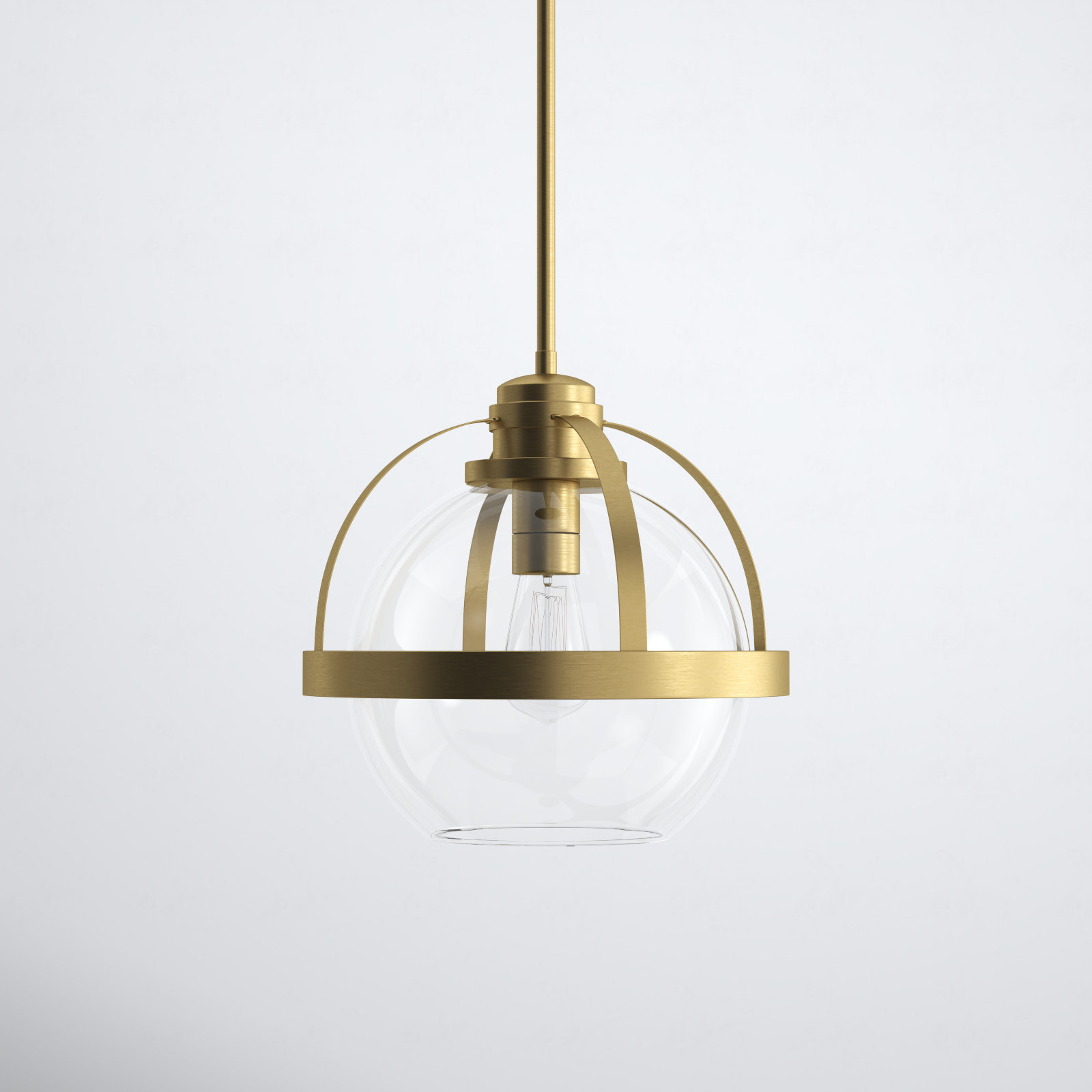 Single Light Glass Dimmable Pendant, Warm Brass