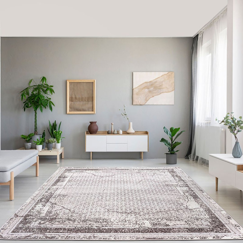 Tapis turc Palmira Carlo-GRIS, Rectangle 6 pi 6 po x 9 pi 5 po