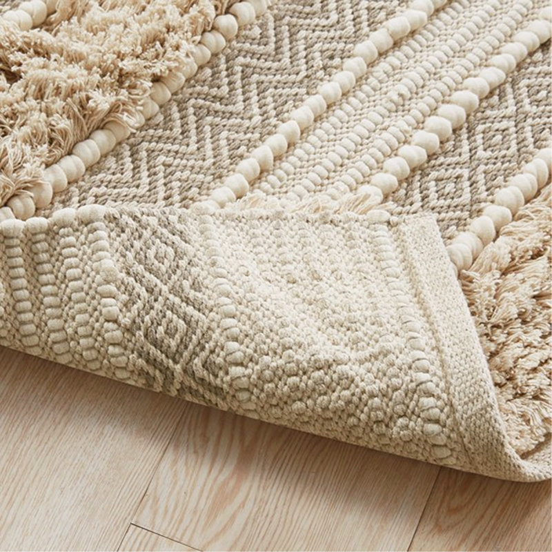 Tapis tissé à rayures tissées texturé naturel 22 po x 58 po