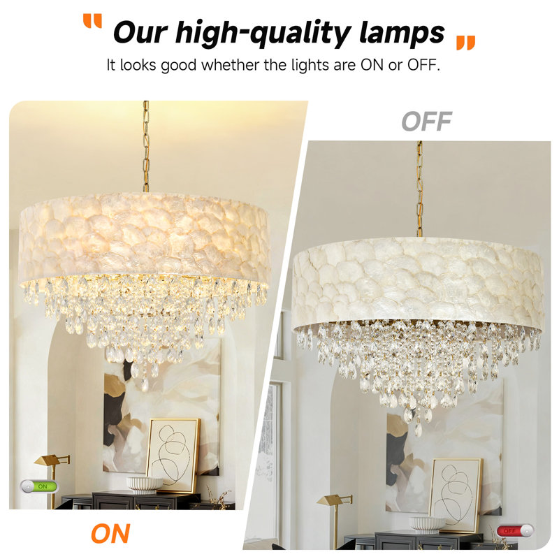 Modern Capiz Shell Crystal Chandeliers