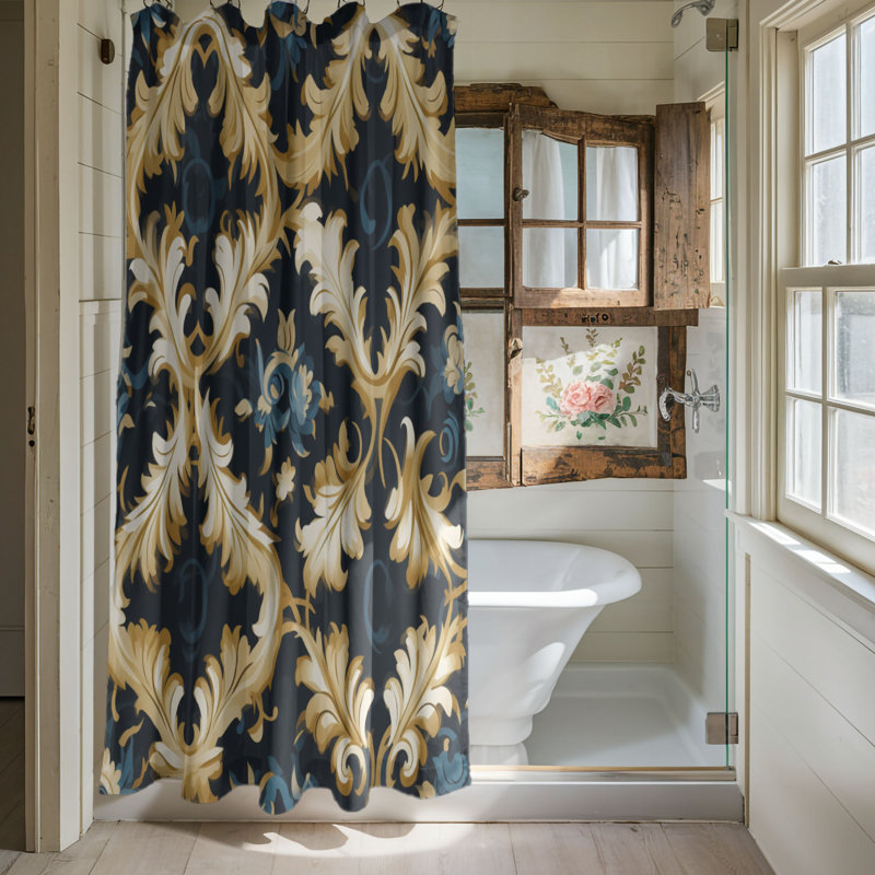 Baroque Motifs Design - Rideau de douche standard 1 pièce, H 74 po x l 71 po