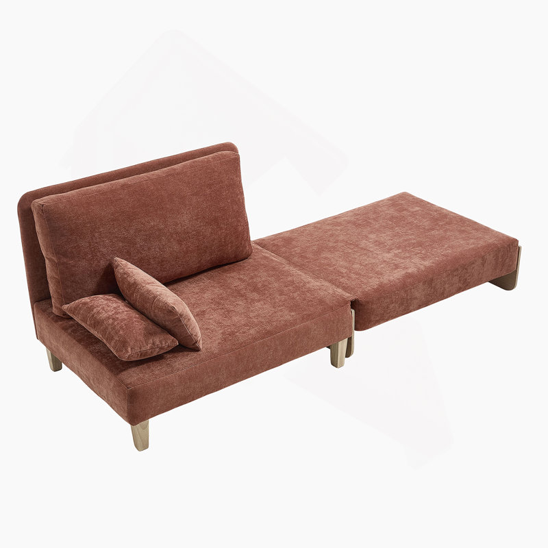 Canapé-lit pliable inclinable, canapé-lit convertible 3-en-1, décor moderne Mid-Century, convient aux petits espaces, avec trois coussins, peut être placé dans la chambre d'étude