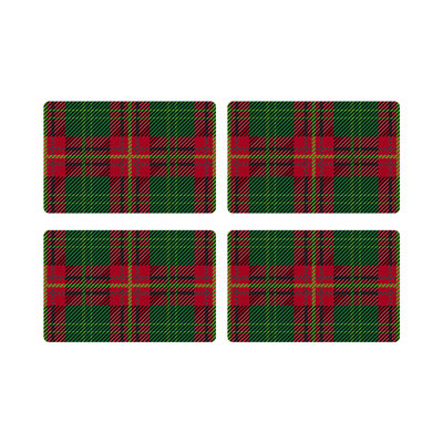 Tartan Vegan Leather Rectangle Pebble Placemat