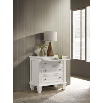 Table de chevet 3 blanc crème avec plateau coulissant - Personnalisez l'espace de la chambre à coucher