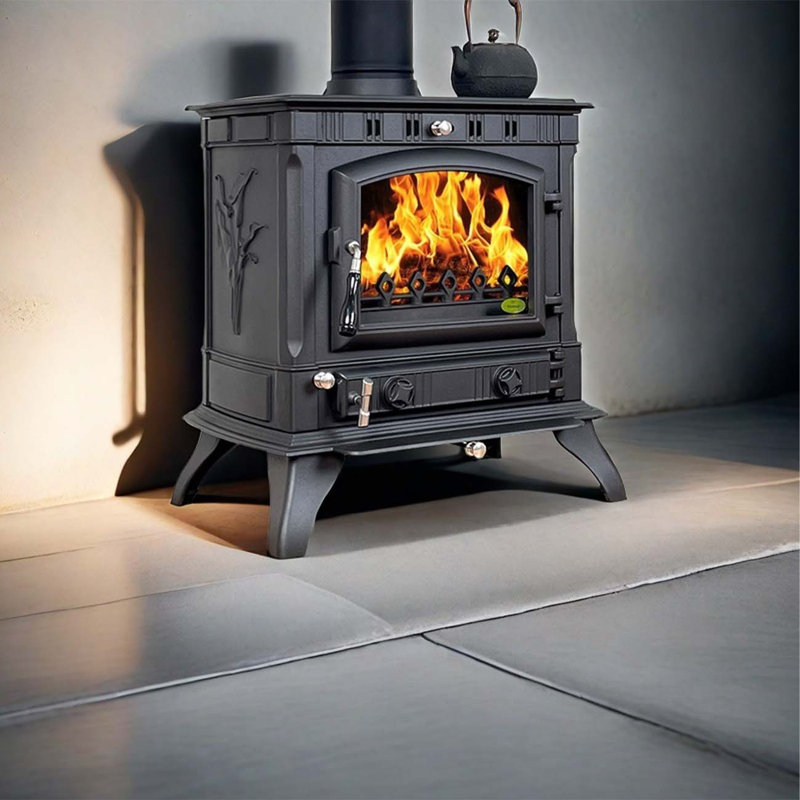 Cast iron home heating fireplace