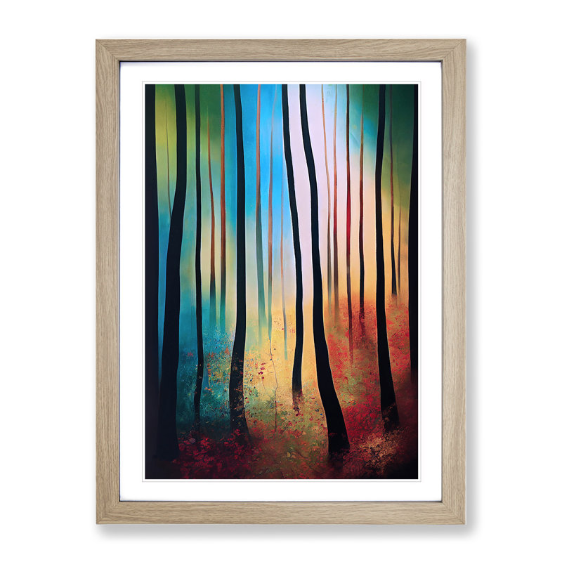 Vibrant Forest No.3 - Wall Art, 48cm H x 36cm W, Oak Framed Paper, White
