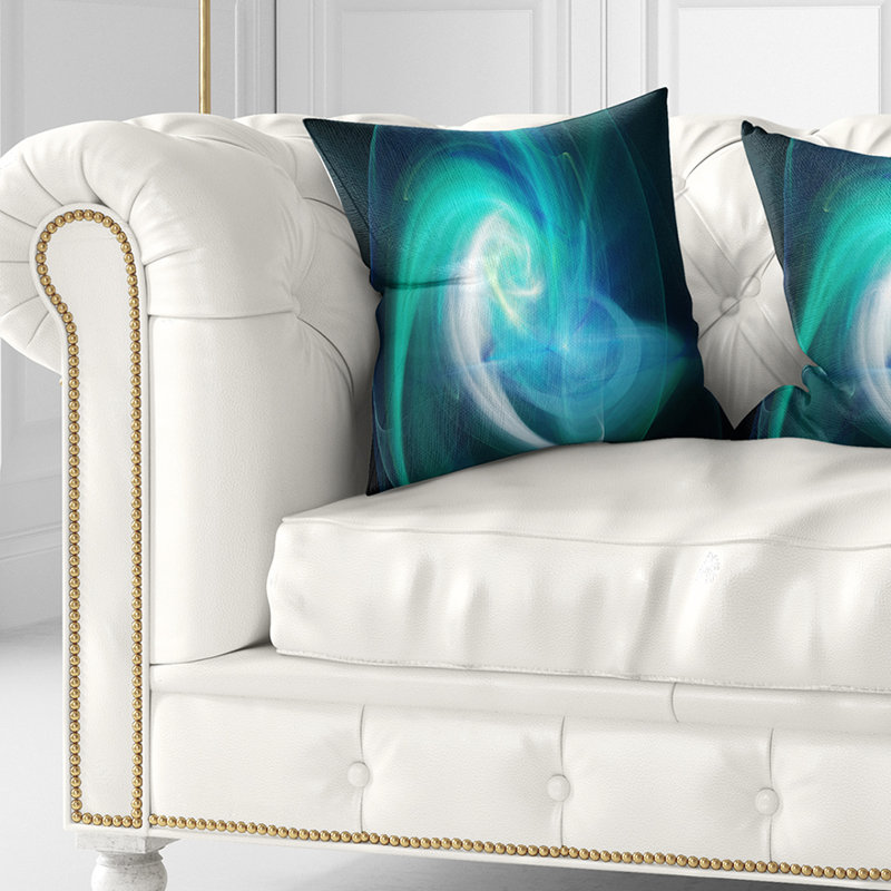 Blue Fractal Abstract - Coussin imprimé abstrait, 18 po x 18 po, Coussin décoratif