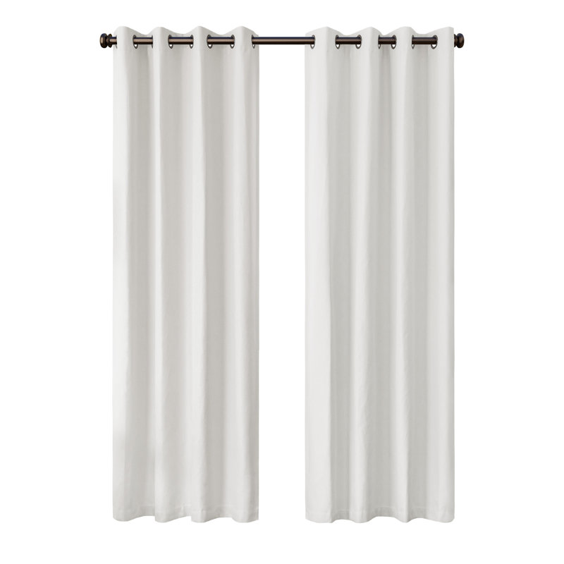 Linen Texture 100% Blackout Grommet Curtain Pair(2 Panels), 52" W x 84" L, White