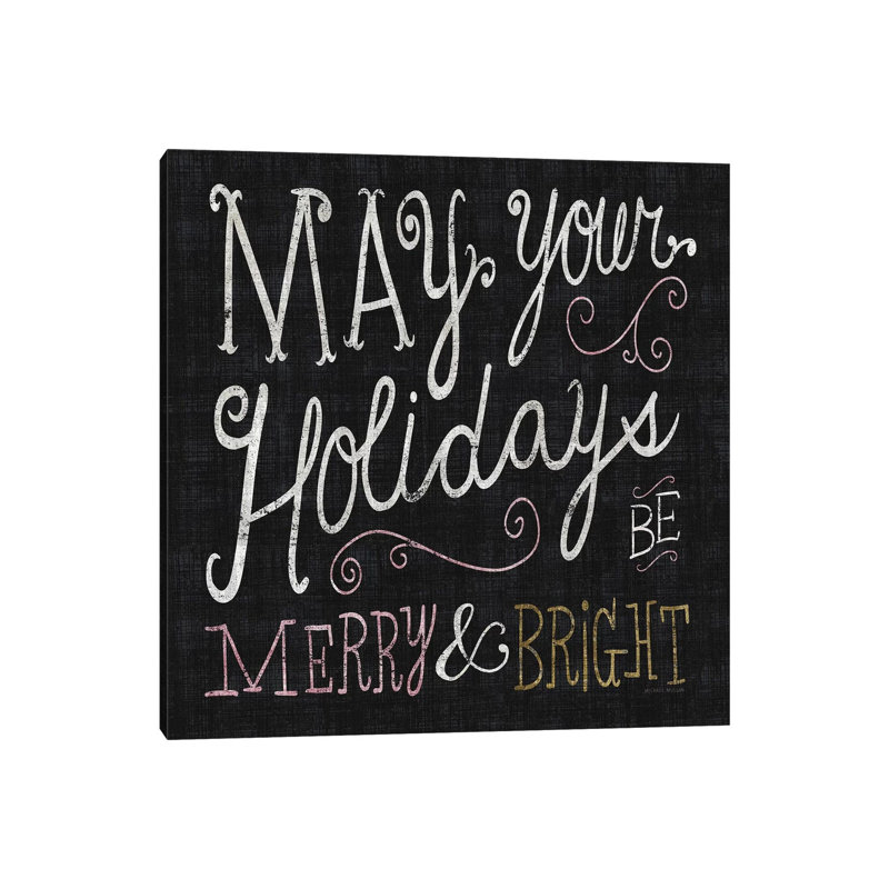 Quirky Christmas Merry And Bright Metallic by Michael Mullan - Wrapped Canvas Print, 93.98 cm H x 93.98 cm W x 1.91 cm D