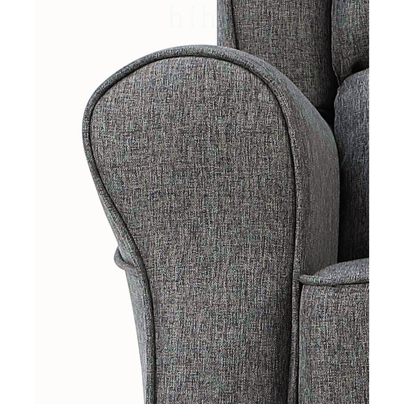 Fauteuil à bascule Fabien en tissu gris avec siège à ressorts ensachés et structure en bois pour une détente confortable
