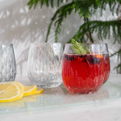Ensemble de 4 verres taillés Marquise Sparkles Home | Verres en cristal sans plomb au design élégant
