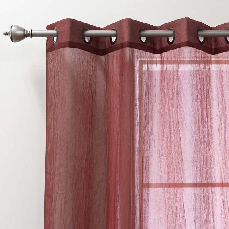 Maaike Crushed Voile Sheer Grommet Curtain, 52" W x 108" L, Burgundy