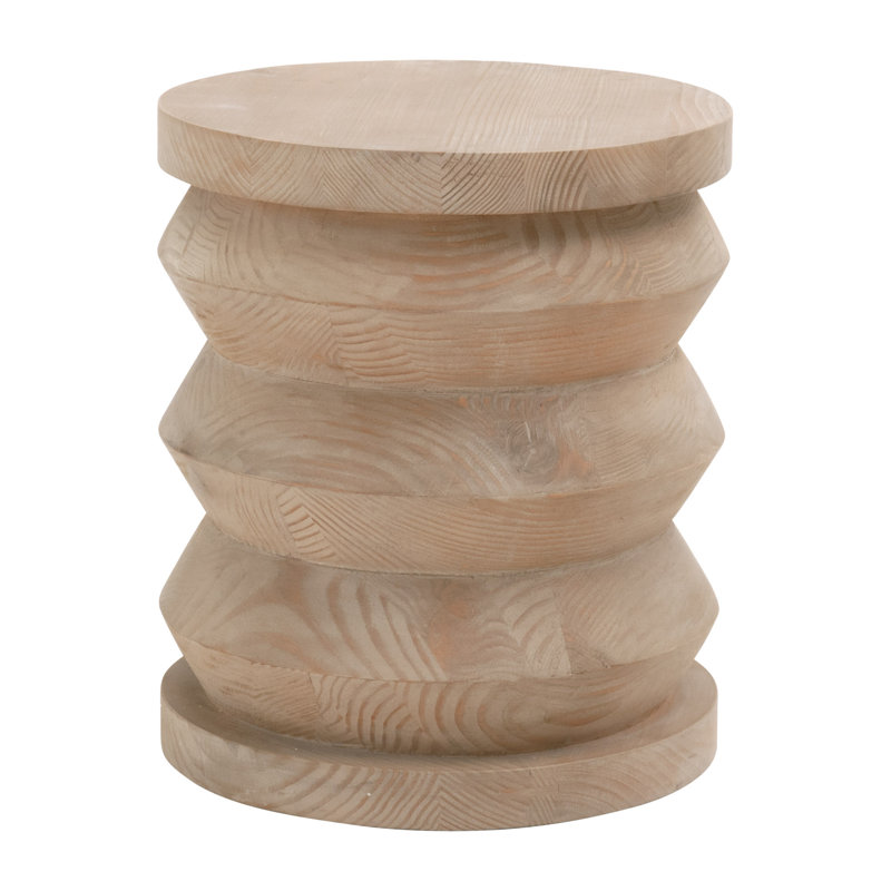 Boush Solid Wood End Table, Smoke Gray