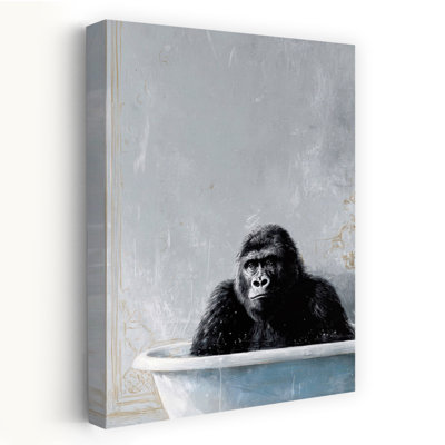 «Gorilla In Bathtube 2», art mural singe gorille contemporain