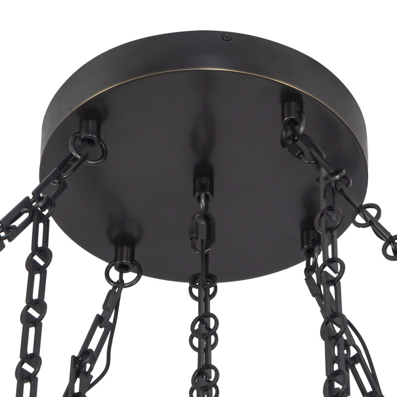 Mineral 5-Light Brass dimmable LED Chandelier, Alabaster, Oil Rubbed Bronze