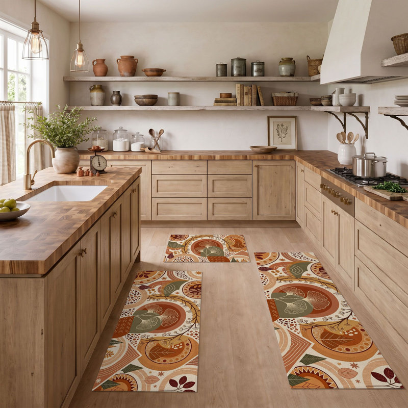 Tapis de cuisine lavables antidérapants Earthy Circles