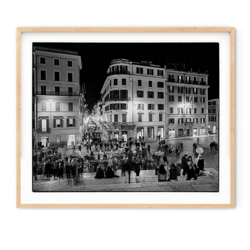Spanish Steps - Picture Frame Photograph on Paper , 29.5" H x 35.5" W, Natural Framed