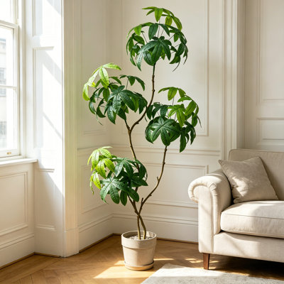 Arbre d'argent artificiel 6 pi avec feuilles réalistes, plante verte fausse avec un tronc réaliste dans un pot en plastique, plante en pot élégante à feuilles persistantes, convient pour la décoration de bureau à domicile, la décoration intérieure / extérieure, le salon et le cadeau de pendaison de crémaillère