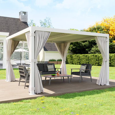 10 Ft. W X 10 Ft. D Aluminum Patio Metal Pergola With Adjustable Louver Roof