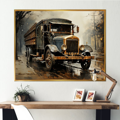 Camion de livraison II brun des années 1930 sur toile