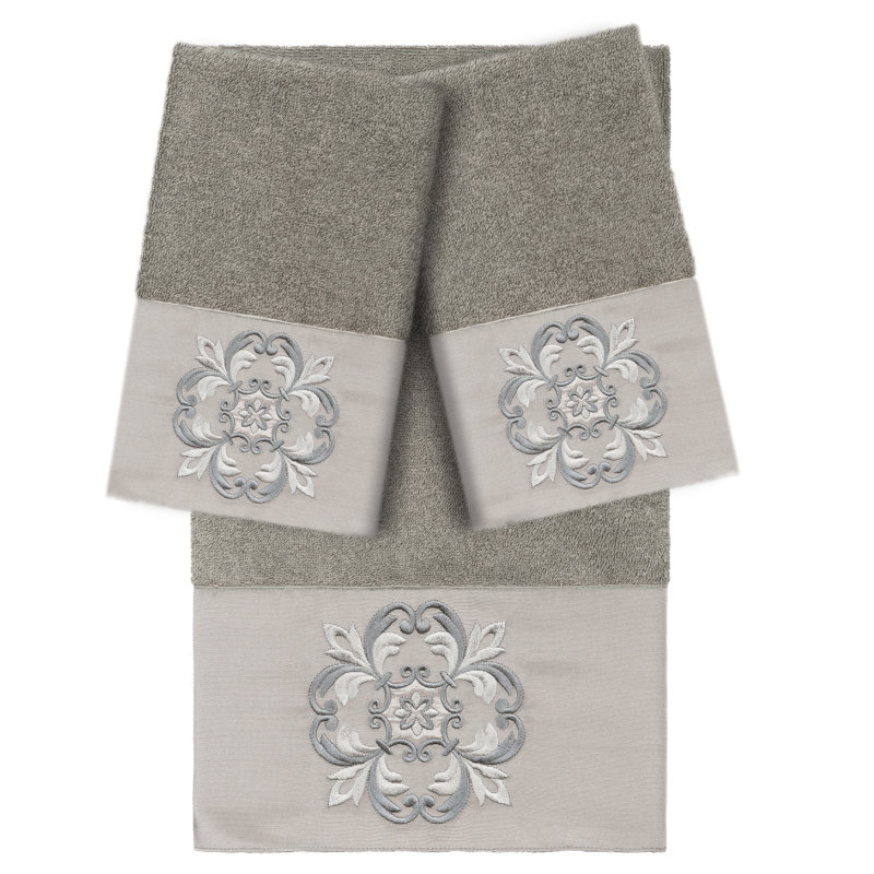 ALYSSA 3 Piece Turkish Cotton Towel Set, Dark Gray