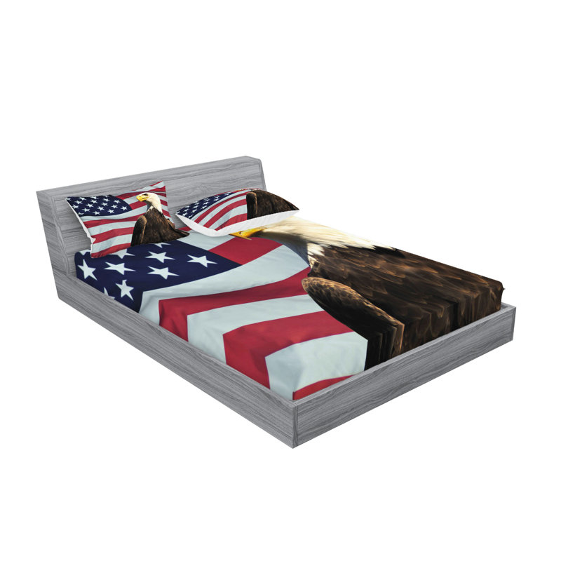 Multicolore drap-housse et taies décoratives Ambesonne Eagle, Ensemble de draps pour très grand lit californien