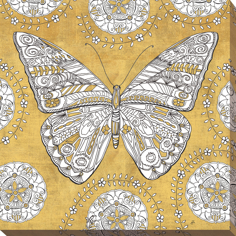 « color my world papillon i gold », reproduction de dessin, H 36 po x l 36 po x P 1,5 po, Toile tendue