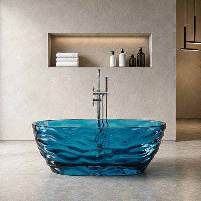 Freestanding Bathtub Solid Surface Resin Soaking Bathtub Transparent