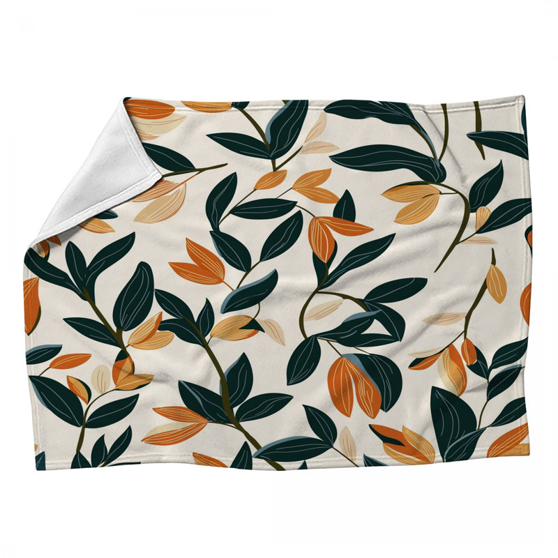 Fleece Throw Blanket - Throws for Sofas or Beds, 60" L x 50" W, Green Floral