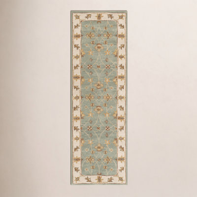 Southshore Green Hand-Woven Oriental Wool Rug
