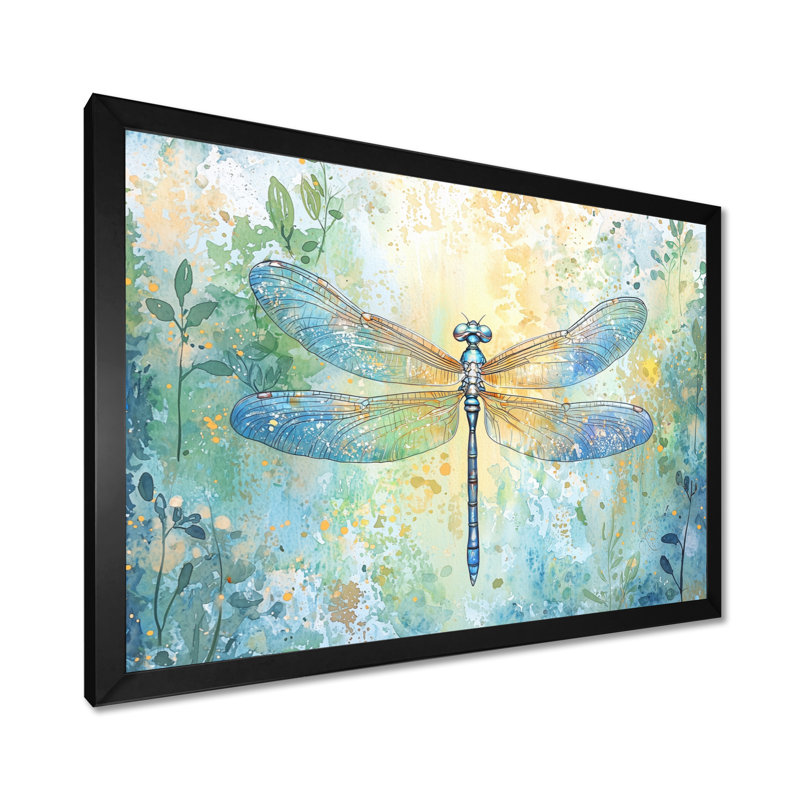 Été libellule ailes irisées - décoration murale libellule, H 34 po x l 44 po, Noir