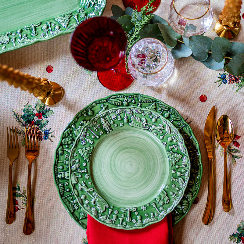 Assiette à salade verte Fiabe di Natale