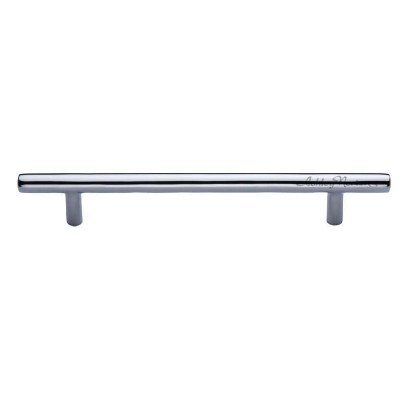 Modern Polished Chrome Solid Brass Bar Pull with Mounting Hardware
