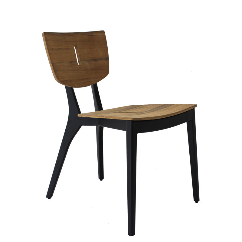 Diuna Outdoor Teak Dining Side Chair, Anthracite